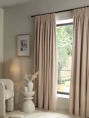 Natural Linen Look Pencil Pleat Blackout/Thermal Curtains - Image 1 of 6