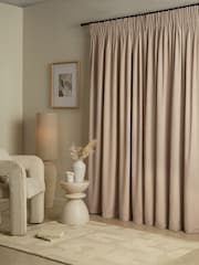 Natural Linen Look Pencil Pleat Blackout/Thermal Curtains - Image 3 of 6
