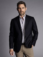 Charles Tyrwhitt Blue Luxury Italian Hopsack Classic Fit Jacket - Image 1 of 5