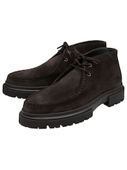 Brun - Bottes en cuir à lacets Frank Wright - Image 2 sur 4