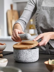 Joseph Joseph Grey Dash Pestle & Mortar With Bamboo Lid - Image 1 of 4