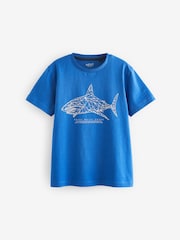 Cobalt Blue Shark Short Sleeves Graphic 100% Cotton T-Shirt (3-16yrs) - Image 1 of 3
