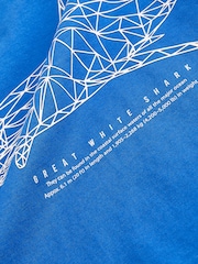 Cobalt Blue Shark Short Sleeves Graphic 100% Cotton T-Shirt (3-16yrs) - Image 3 of 3