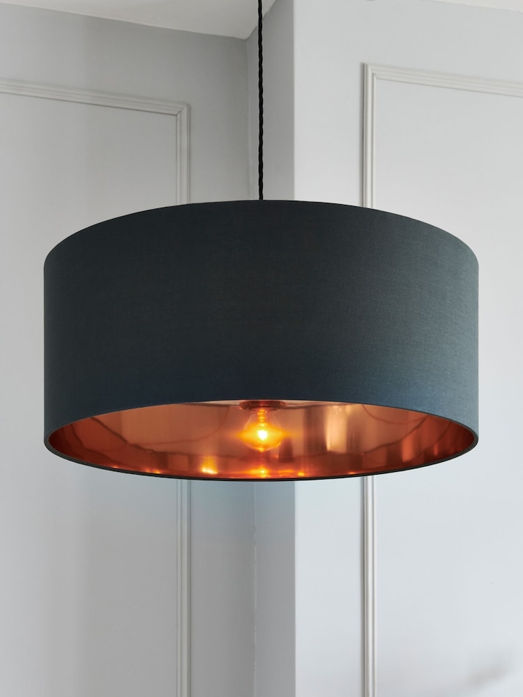Grey And Copper Rico Easy Fit Shade Drum Ceiling Light - Image 1 of 5