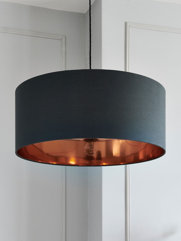 Grey And Copper Rico Easy Fit Shade Drum Ceiling Light - Image 2 of 5