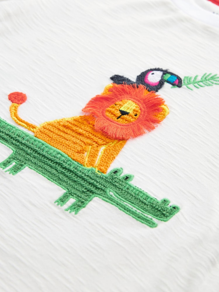 Weiß - Kurzärmeliges, schlichtes T-Shirt mit Charakter-Applikation aus 100 % Baumwolle (3 Monate – 7 Jahre) - Bild 5 von 5 Weiß - Kurzärmeliges, schlichtes T-Shirt mit Charakter-Applikation aus 100 % Baumwolle (3 Monate – 7 Jahre) - Bild 5 von 5