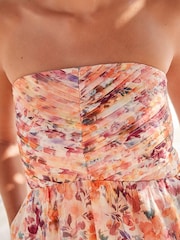 Pink Floral Bandeau Mini Summer Dress - Image 4 of 7