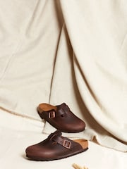 Birkenstock Brown Boston Oil Leather Clogs - Image 3 of 11