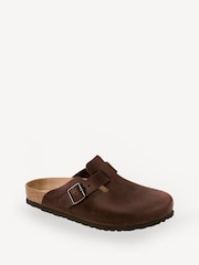 Birkenstock Brown Boston Oil Leather Clogs - Image 5 of 11