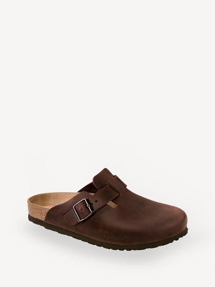 Birkenstock Brown Boston Oil Leather Clogs - Image 5 of 11
