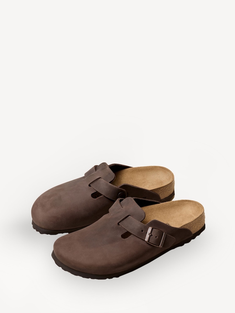 Birkenstock Brown Boston Oil Leather Clogs - Image 7 of 11