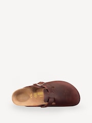 Birkenstock Brown Boston Oil Leather Clogs - Image 8 of 11