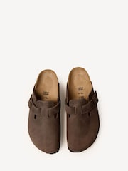 Birkenstock Brown Boston Oil Leather Clogs - Image 9 of 11
