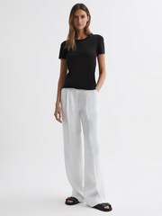 Reiss Black Sandy Fitted Cotton Crew Neck T-Shirt - Image 1 of 5