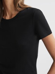 Reiss Black Sandy Fitted Cotton Crew Neck T-Shirt - Image 4 of 5