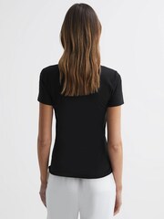 Reiss Black Sandy Fitted Cotton Crew Neck T-Shirt - Image 5 of 5