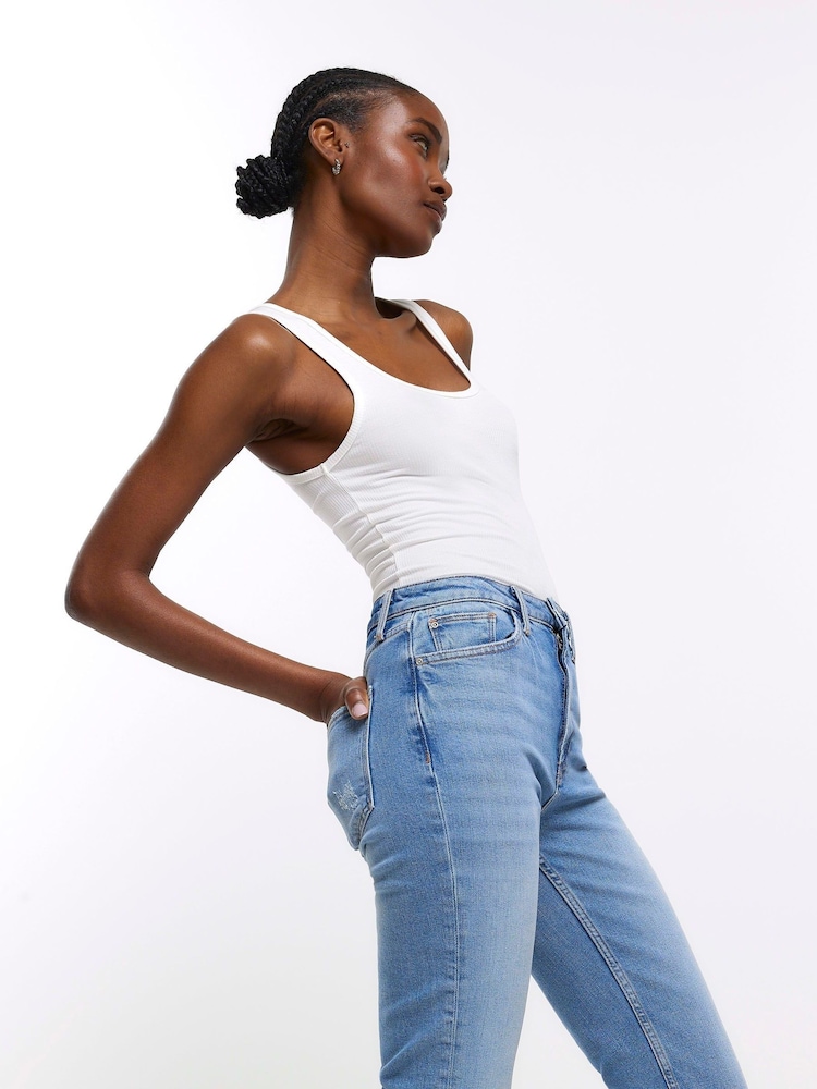 River Island Blue High Rise Slim Stretch Jeans - Image 6 of 6