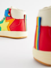 Little Bird by Jools Oliver Multi Bright Rainbow Star Hi-Top Trainers - Image 3 of 6