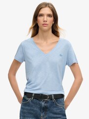 Superdry Blue Studios Embroidered 100% Cotton V-Neck T-Shirt - Image 1 of 7
