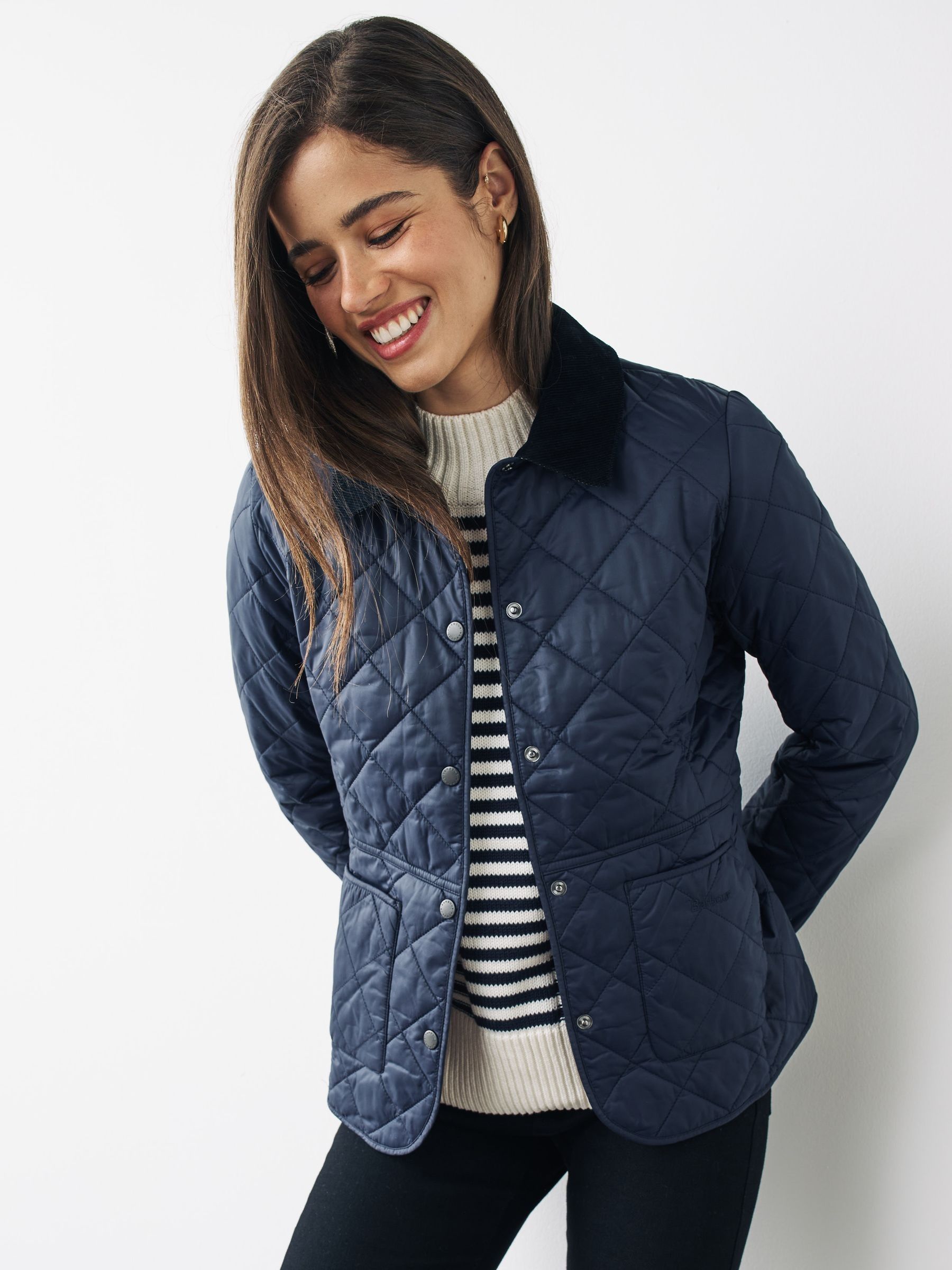 Kaufe Sie Marineblau Barbour Deveron Leichte Jacke mit Rautensteppung bei Next Deutschland