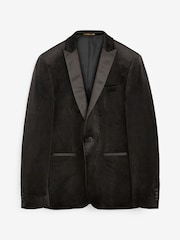Black Slim Fit Velvet Blazer - Image 5 of 5