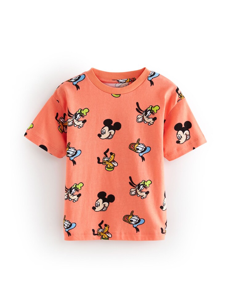 Coral Pink Mickey Short Sleeve 100% Cotton T-Shirt (6mths-8yrs) - Image 1 of 3