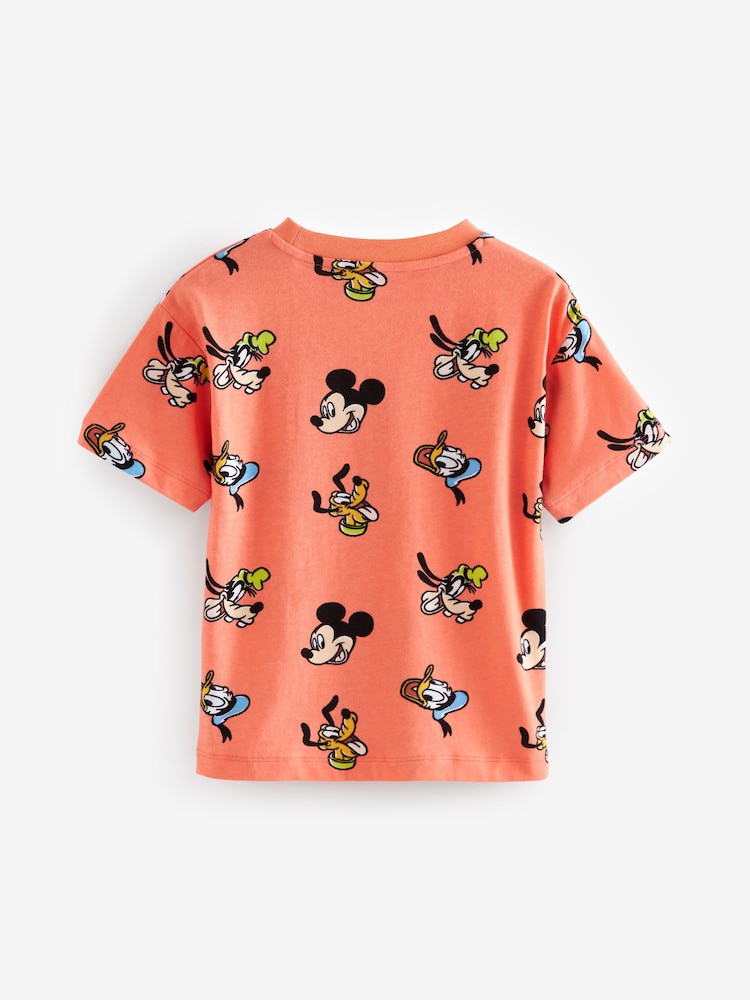 Coral Pink Mickey Short Sleeve 100% Cotton T-Shirt (6mths-8yrs) - Image 2 of 3