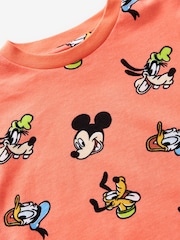 Coral Pink Mickey Short Sleeve 100% Cotton T-Shirt (6mths-8yrs) - Image 3 of 3