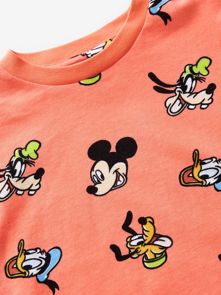 Coral Pink Mickey Short Sleeve 100% Cotton T-Shirt (6mths-8yrs) - Image 3 of 3