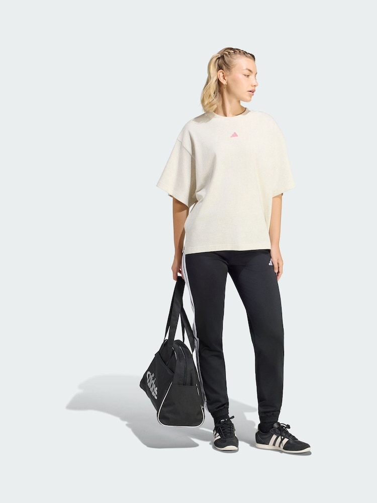adidas Cream 3-Stripes Studio T-Shirt - Image 1 of 5