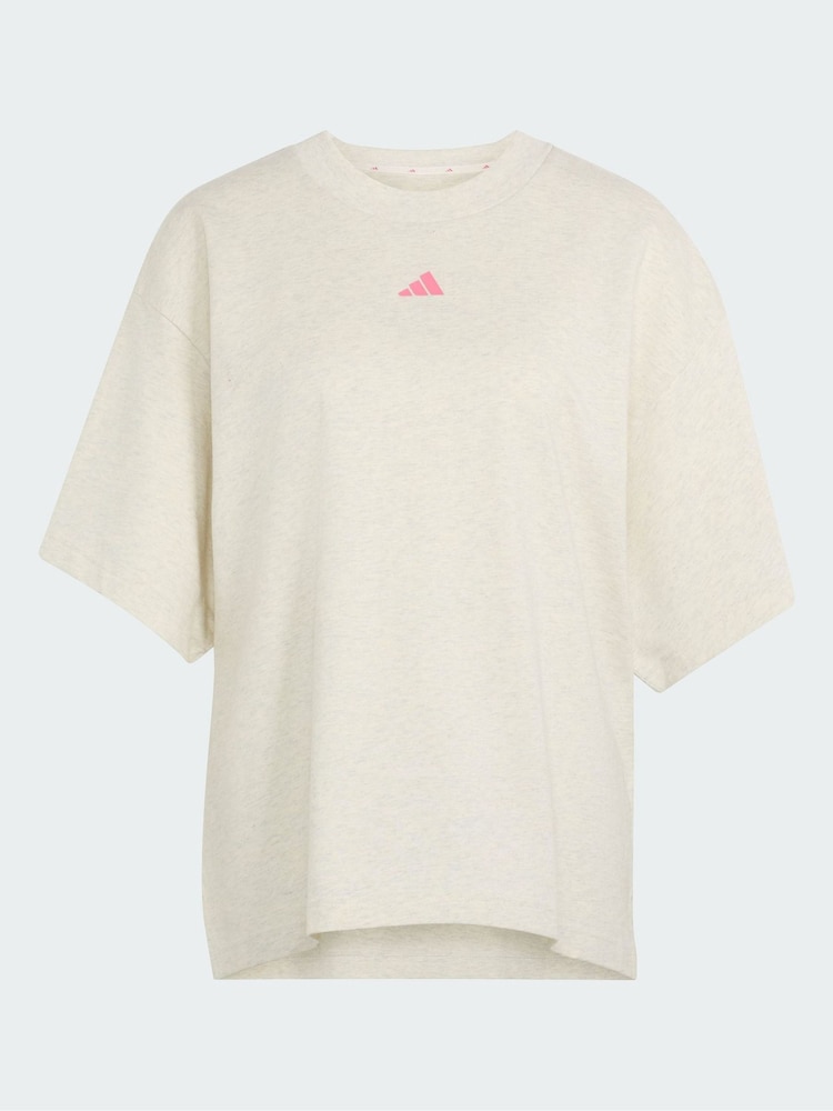 adidas Cream 3-Stripes Studio T-Shirt - Image 5 of 5