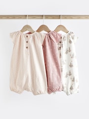 Pink Bunny Baby Vest Rompers 3 Pack - Image 2 of 10