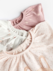 Pink Bunny Baby Vest Rompers 3 Pack - Image 7 of 10