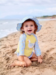 JoJo Maman Bébé Blue Lemon UPF 50 2-Piece Rash Vest Set - Image 1 of 5