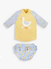 JoJo Maman Bébé Blue Lemon UPF 50 2-Piece Rash Vest Set - Image 3 of 5