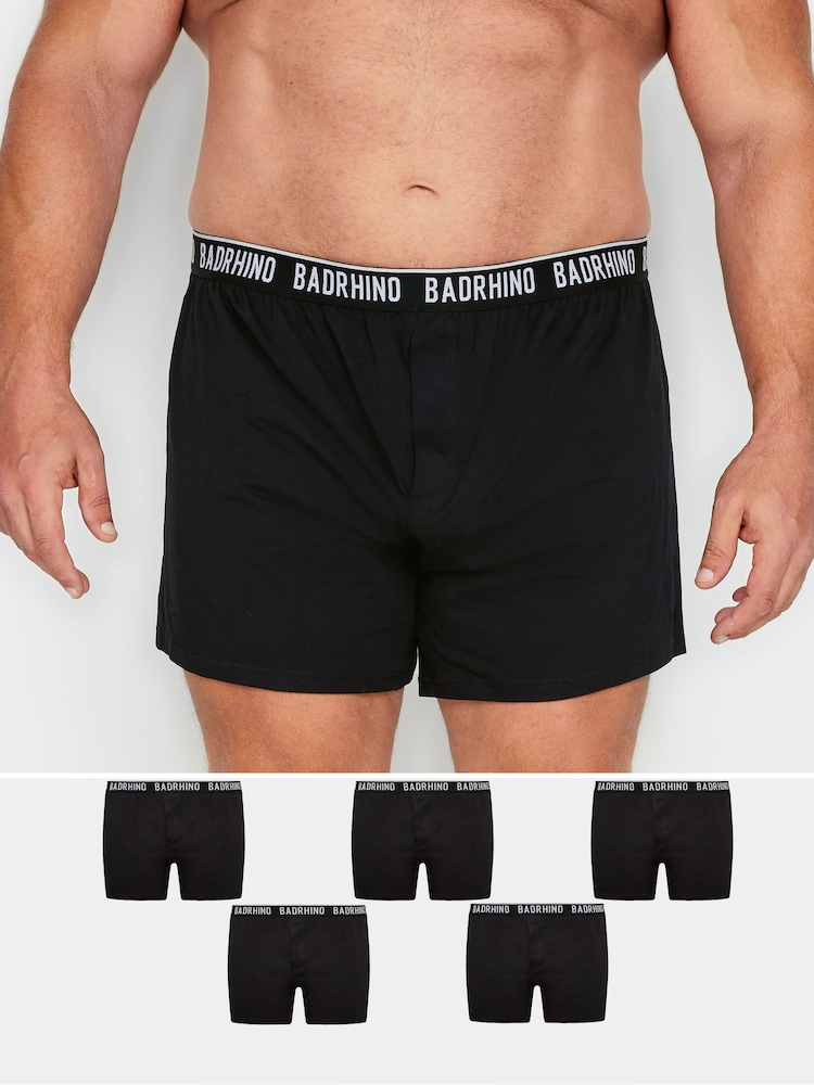 BadRhino Big & Tall Black Boxers 5 Packs - Image 1 of 3