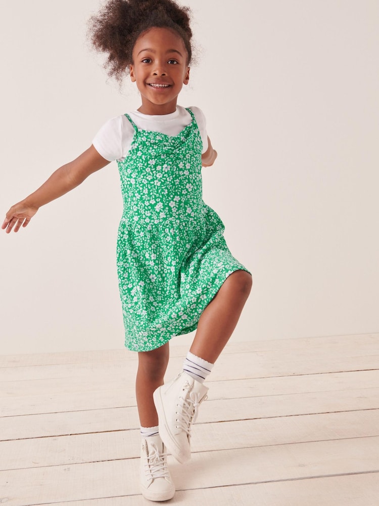 Floral 2-In-1 Crinkle Jersey Dress and T-Shirt Set (3-16yrs) - Image 1 of 6 Floral 2-In-1 Crinkle Jersey Dress and T-Shirt Set (3-16yrs) - Image 1 of 6