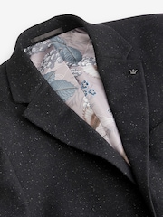 Black Slim Fit Nova Fides Italian Fabric Textured Suit Jacket - Image 10 of 13