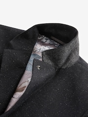 Black Slim Fit Nova Fides Italian Fabric Textured Suit Jacket - Image 11 of 13