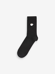 Coffee Embroidered Motif Ankle Socks 4 Pack - Image 5 of 6