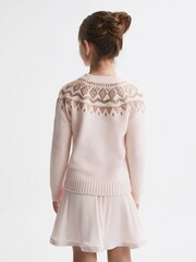 Reiss Soft Pink Bella Junior Wool Blend Embellished Crew Neck Jumper - Image 5 of 6