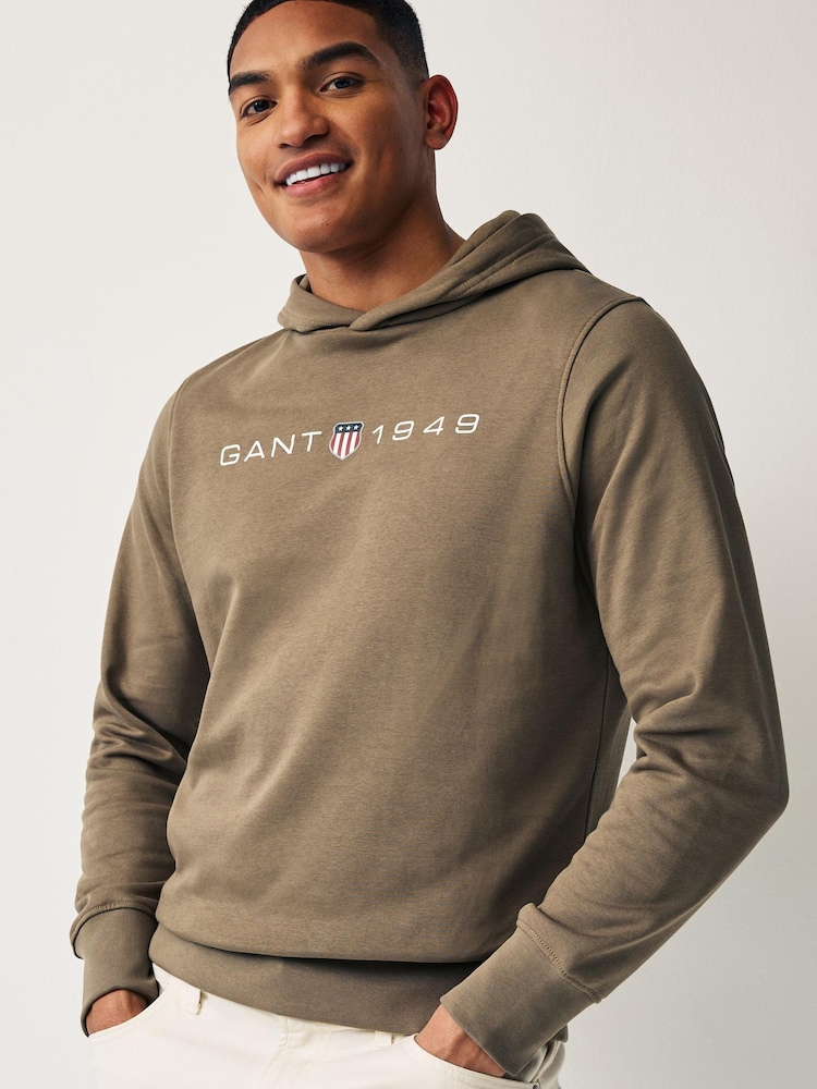 GANT Desert Brown Printed Graphic Hoodie - Image 1 of 4