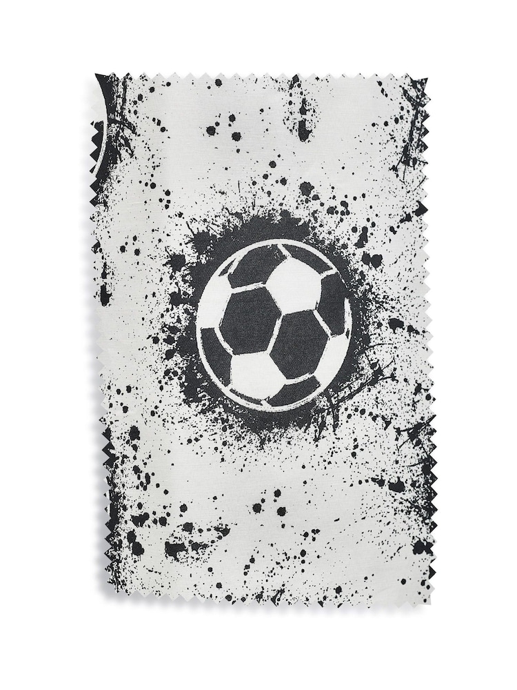 White/Black Football Eyelet Curtains - Image 2 of 4