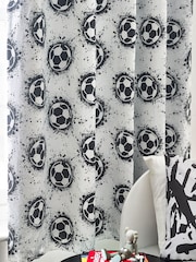 White/Black Football Eyelet Curtains - Image 3 of 4