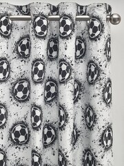 White/Black Football Eyelet Curtains - Image 4 of 4