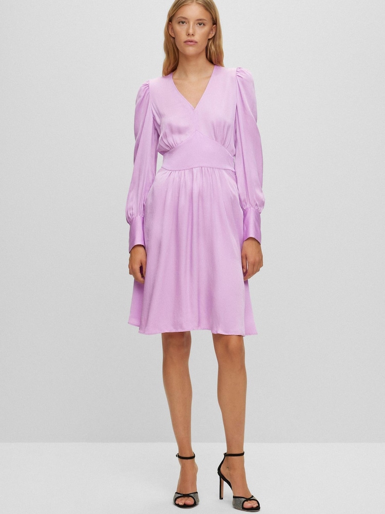BOSS Pink V-Neck Long Sleeve Knee Length Dress - Image 1 of 4