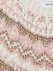Reiss Pink Blythe Junior Fairisle Pattern Knitted Jumper - Image 5 of 5