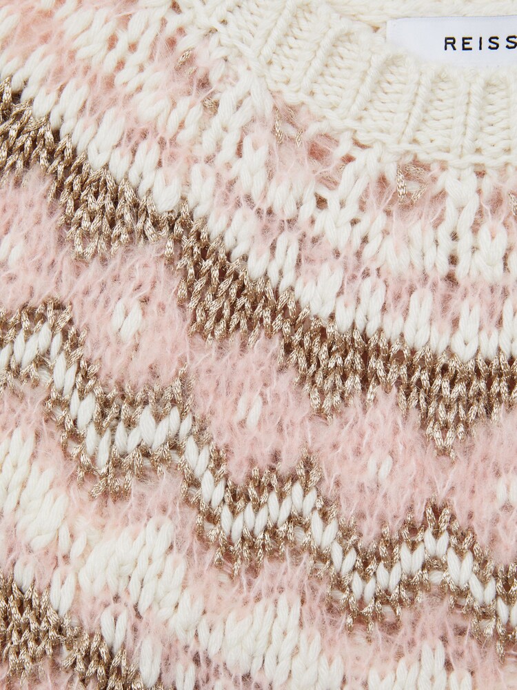 Reiss Pink Blythe Junior Fairisle Pattern Knitted Jumper - Image 5 of 5 Reiss Pink Blythe Junior Fairisle Pattern Knitted Jumper - Image 5 of 5