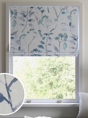 Blue Ready Made Blackout Isla Floral Print Roman Blinds - Image 1 of 8