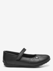 Black Leather Narrow Fit (E) Star Mary Janes Shoes - Image 1 of 5